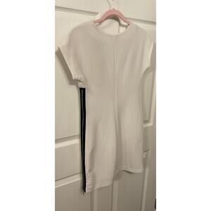 Armani Exchange White Bodycon Mini Dress Black/Silver Side Exposed Zipper, Sz 0